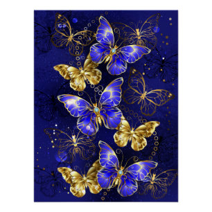 Zusammensetzung mit Sapphire-Schmetterlingen Poster