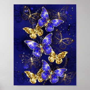 Zusammensetzung mit Sapphire-Schmetterlingen Poster