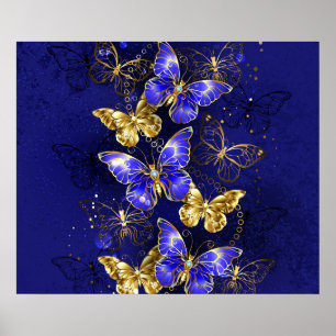 Zusammensetzung mit Sapphire-Schmetterlingen Poster