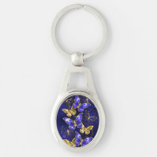Zusammensetzung mit Sapphire-Schmetterlingen Schlüsselanhänger