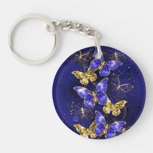 Zusammensetzung mit Sapphire-Schmetterlingen Schlüsselanhänger