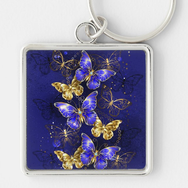 Zusammensetzung mit Sapphire-Schmetterlingen Schlüsselanhänger (Vorne)