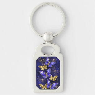 Zusammensetzung mit Sapphire-Schmetterlingen Schlüsselanhänger