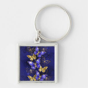 Zusammensetzung mit Sapphire-Schmetterlingen Schlüsselanhänger