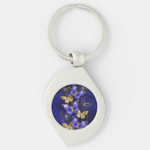 Zusammensetzung mit Sapphire-Schmetterlingen Schlüsselanhänger
