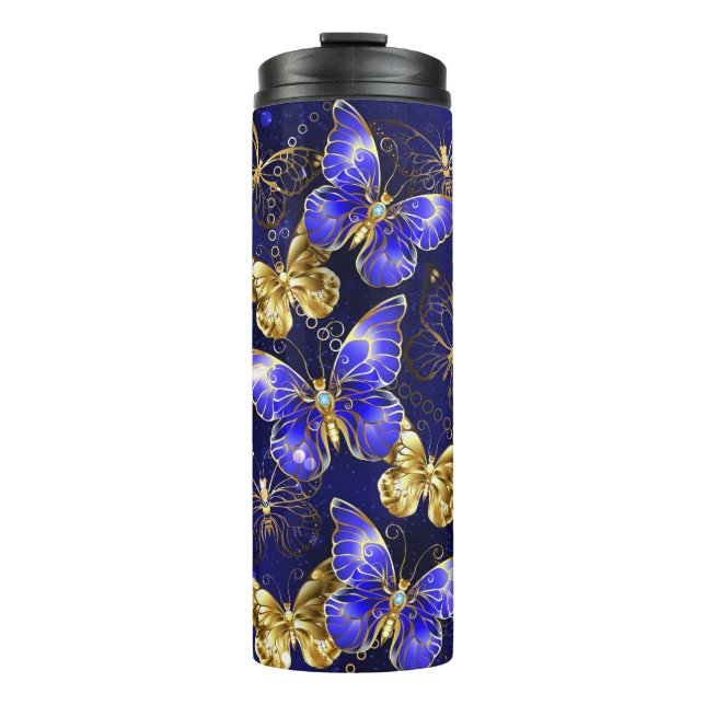 Zusammensetzung mit Sapphire-Schmetterlingen Thermosbecher (Vorderseite)