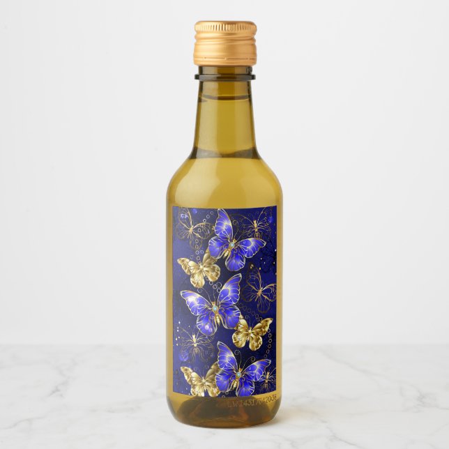 Zusammensetzung mit Sapphire-Schmetterlingen Weinetikett (Vorderseite)