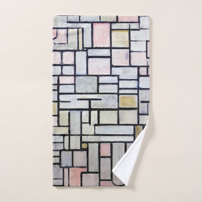 Zusammensetzung Rosa und Grau, Mondrian Handtuch (Handtuch)