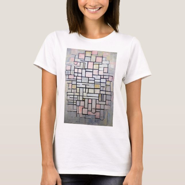 Zusammensetzung Rosa und Grau, Mondrian T-Shirt (Vorderseite)