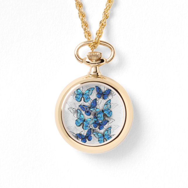 Zusammensetzung von White und Blue Butterflies Armbanduhr (Vorderseite)