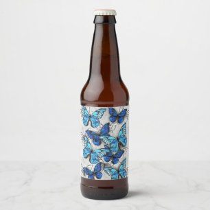 Zusammensetzung von White und Blue Butterflies Bierflaschenetikett
