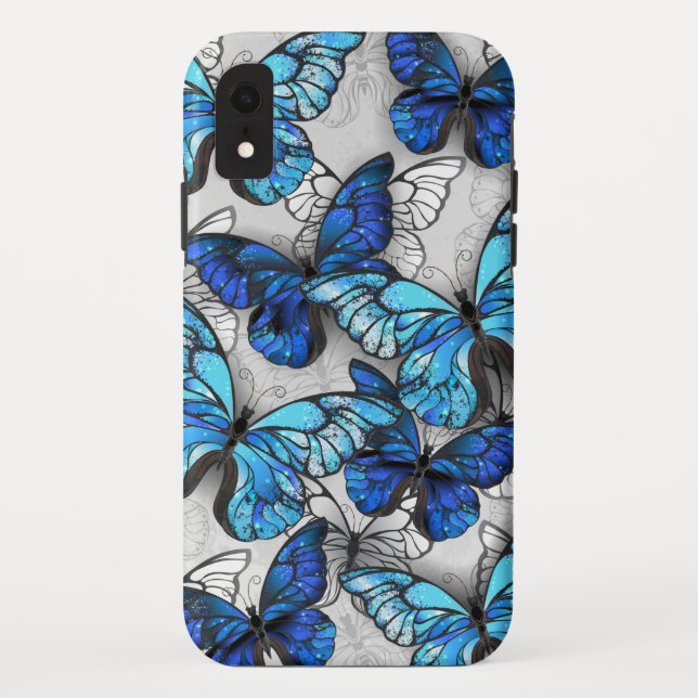 Zusammensetzung von White und Blue Butterflies Case-Mate iPhone Hülle (Rückseite)
