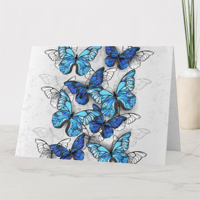 Zusammensetzung von White und Blue Butterflies Dankeskarte (Vorderseite)