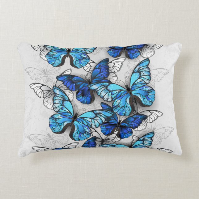 Zusammensetzung von White und Blue Butterflies Dekokissen (Vorderseite)