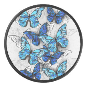 Zusammensetzung von White und Blue Butterflies Eishockey Puck