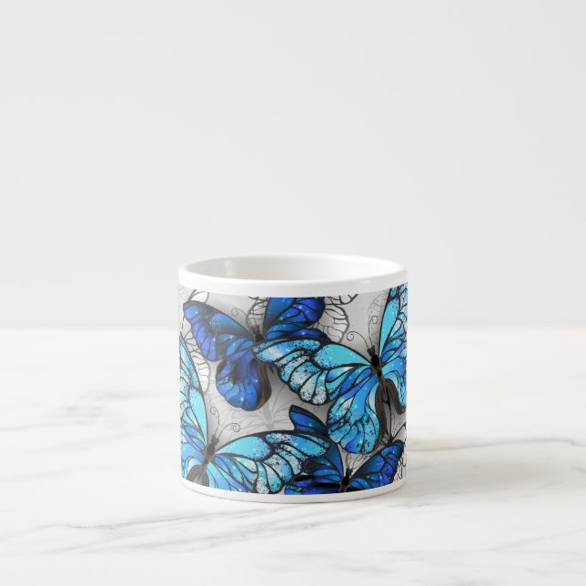 Zusammensetzung von White und Blue Butterflies Espressotasse (Vorderseite)