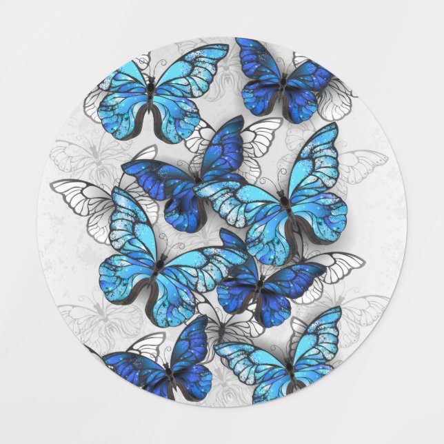 Zusammensetzung von White und Blue Butterflies Etiketten (Design 1)