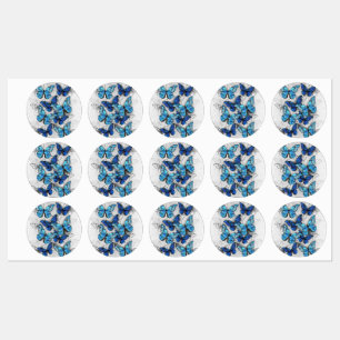 Zusammensetzung von White und Blue Butterflies Etiketten