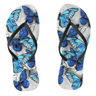 Zusammensetzung von White und Blue Butterflies Flip Flops