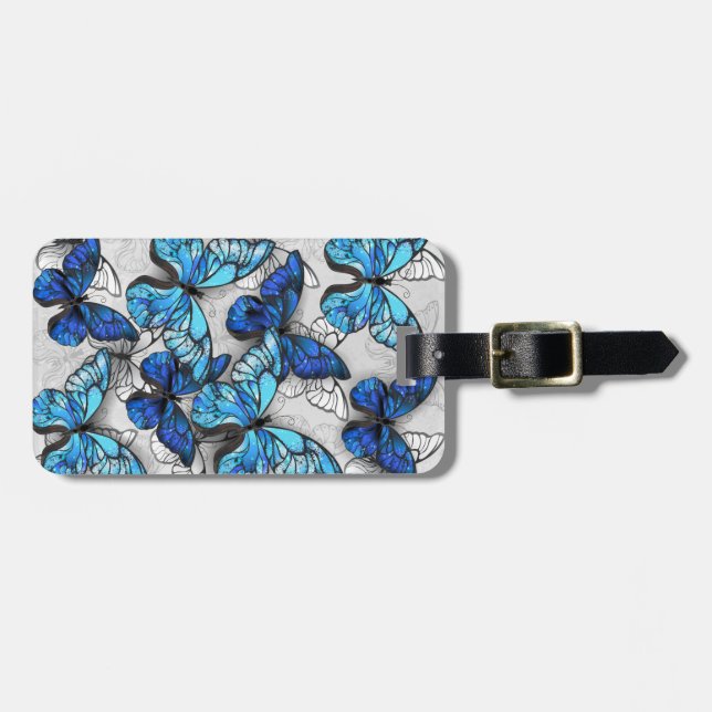 Zusammensetzung von White und Blue Butterflies Gepäckanhänger (Vorderseite horizontal)