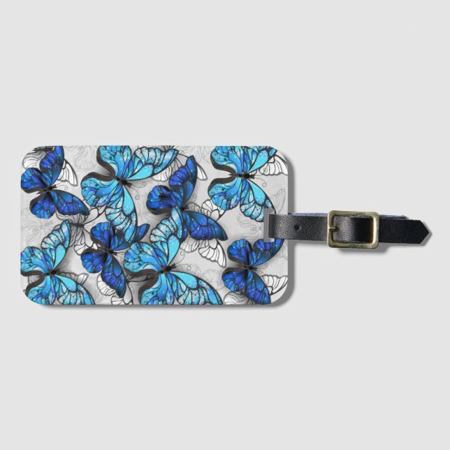 Zusammensetzung von White und Blue Butterflies Gepäckanhänger (Vorderseite (Horizontal))