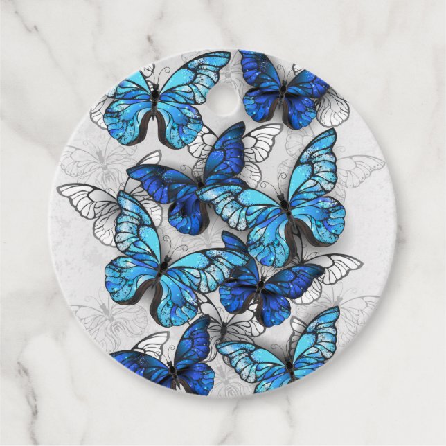 Zusammensetzung von White und Blue Butterflies Geschenkanhänger (Vorderseite)