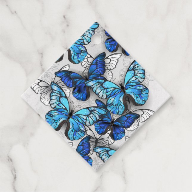 Zusammensetzung von White und Blue Butterflies Geschenkanhänger (Vorderseite)