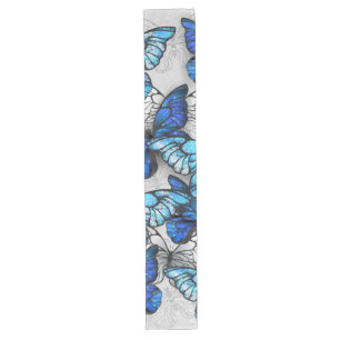 Zusammensetzung von White und Blue Butterflies Großer Tischläufer