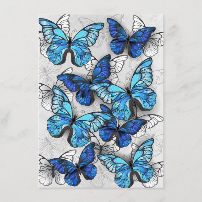 Zusammensetzung von White und Blue Butterflies Hinweiskarte (Vorderseite)