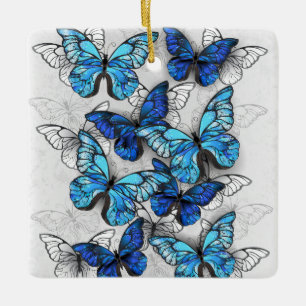 Zusammensetzung von White und Blue Butterflies Keramikornament