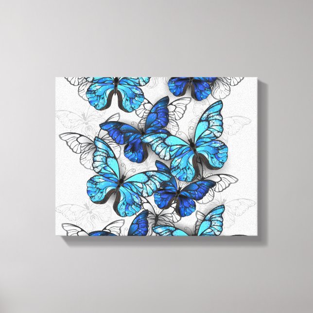 Zusammensetzung von White und Blue Butterflies Leinwanddruck (Vorderseite)