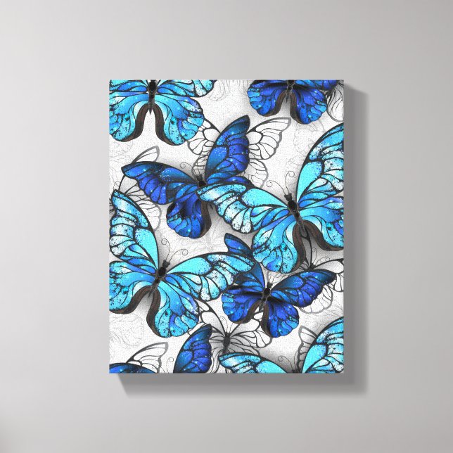 Zusammensetzung von White und Blue Butterflies Leinwanddruck (Vorderseite)