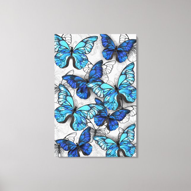 Zusammensetzung von White und Blue Butterflies Leinwanddruck (Vorderseite)