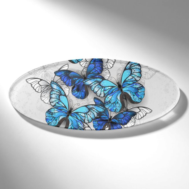 Zusammensetzung von White und Blue Butterflies Namenschild (Vorderseite)