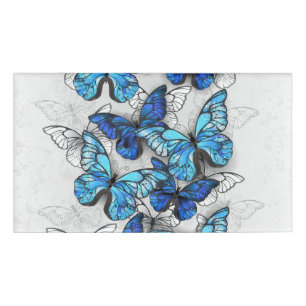 Zusammensetzung von White und Blue Butterflies Namenschild