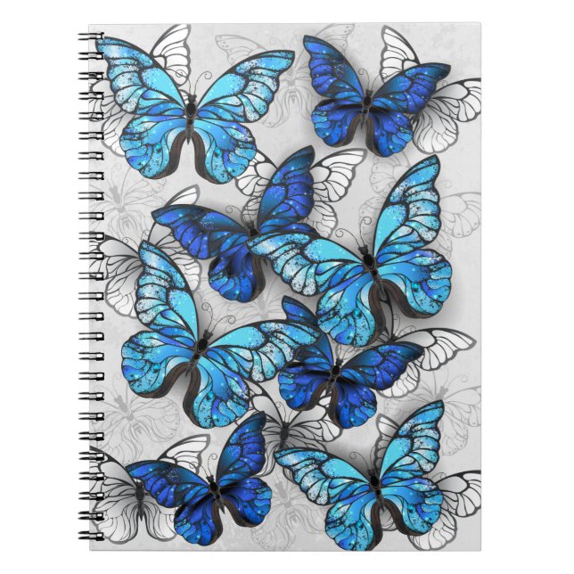 Zusammensetzung von White und Blue Butterflies Notizblock (Vorderseite)