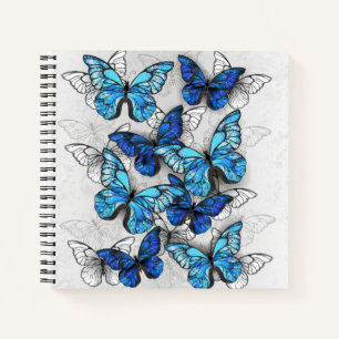 Zusammensetzung von White und Blue Butterflies Notizbuch