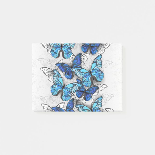 Zusammensetzung von White und Blue Butterflies Post-it Klebezettel (Vorderseite)