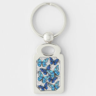 Zusammensetzung von White und Blue Butterflies Schlüsselanhänger