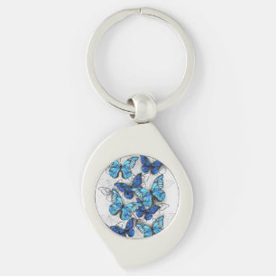 Zusammensetzung von White und Blue Butterflies Schlüsselanhänger