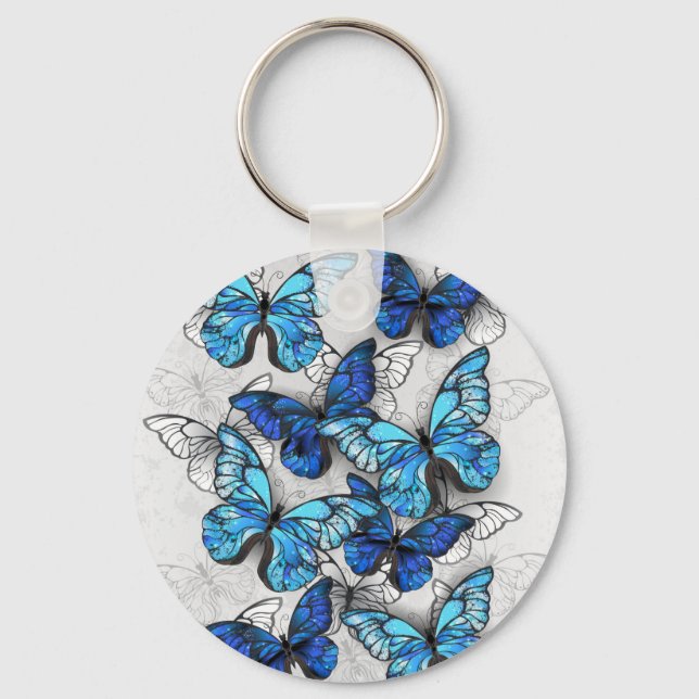 Zusammensetzung von White und Blue Butterflies Schlüsselanhänger (Vorderseite)