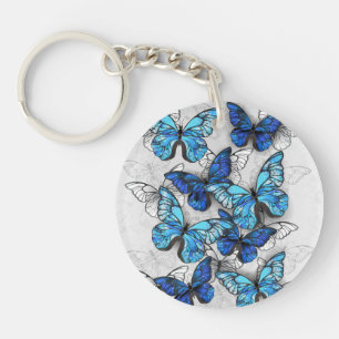 Zusammensetzung von White und Blue Butterflies Schlüsselanhänger