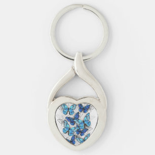 Zusammensetzung von White und Blue Butterflies Schlüsselanhänger