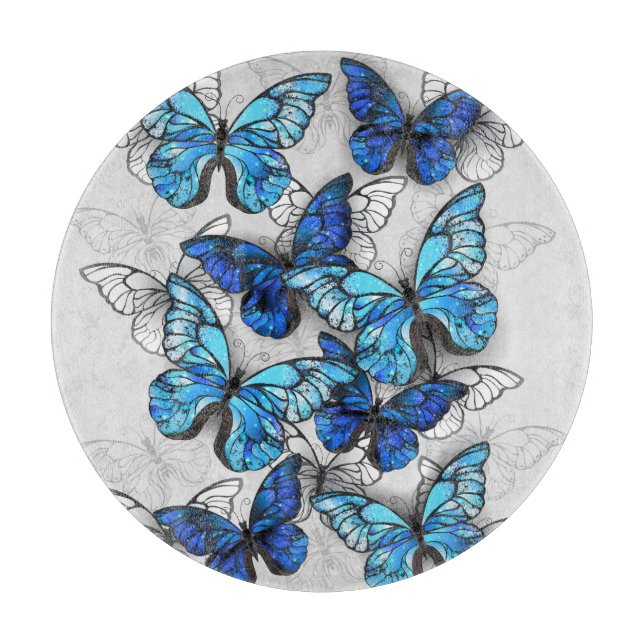 Zusammensetzung von White und Blue Butterflies Schneidebrett (Vorderseite)