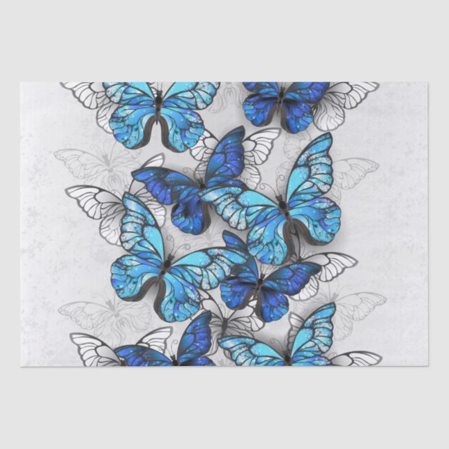 Zusammensetzung von White und Blue Butterflies Seidenpapier (Vorderseite)