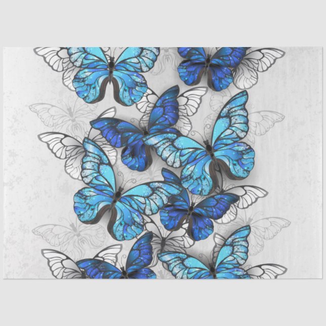 Zusammensetzung von White und Blue Butterflies Seidenpapier (Vorderseite)