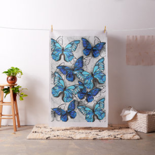 Zusammensetzung von White und Blue Butterflies Stoff