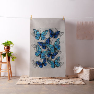 Zusammensetzung von White und Blue Butterflies Stoff