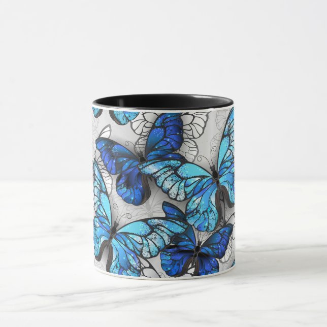 Zusammensetzung von White und Blue Butterflies Tasse (Zentrum)