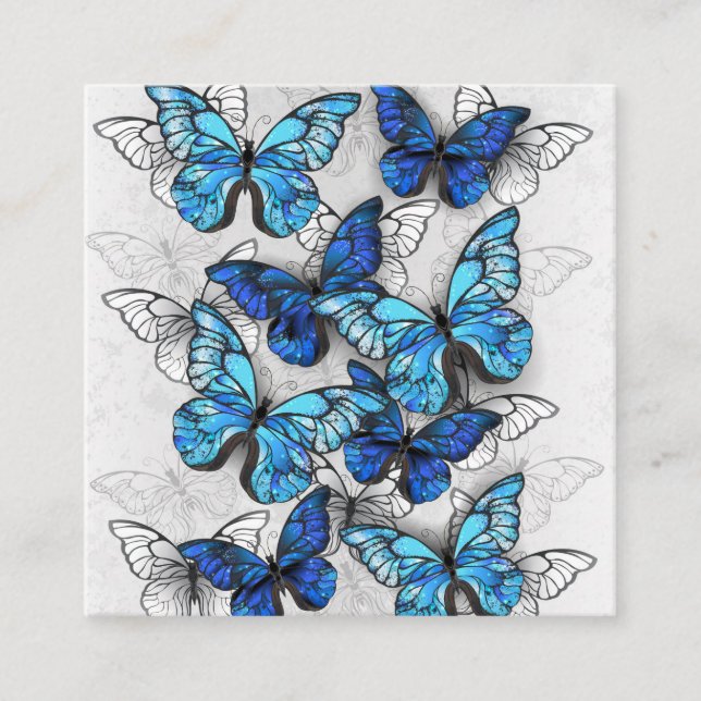 Zusammensetzung von White und Blue Butterflies Telefonnummerkarte (Vorderseite)